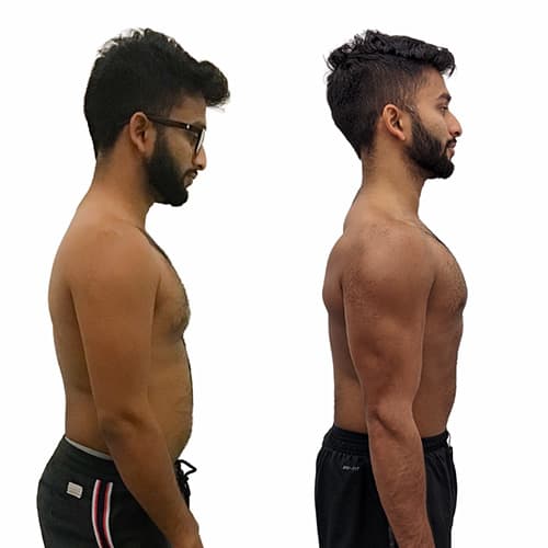 Abhi before and after transformation at Arzadon Fitness Toronto