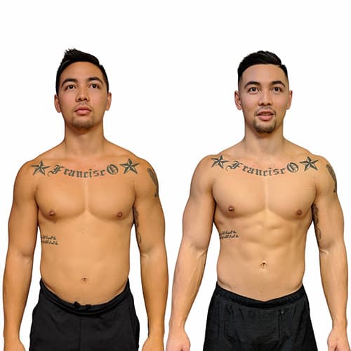 Johnny before and after transformation at Arzadon Fitness Toronto